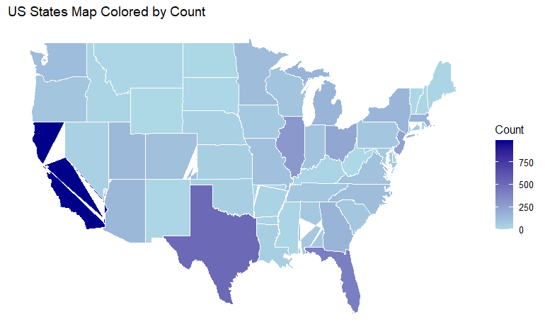 Geographic distribution of cold plunge businesses across the US