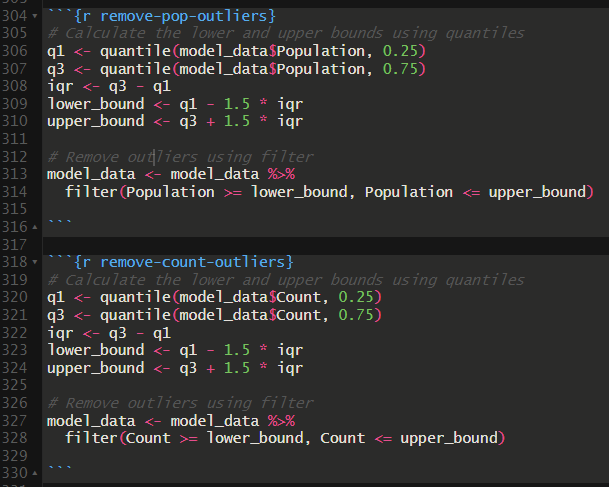 R code for outlier removal